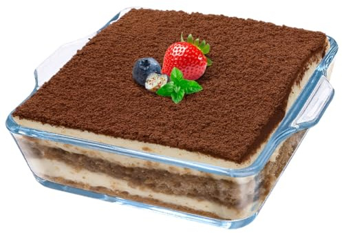 Fahibin Plat À Gratin En Verre, Plat de Cuisson Carré en Verre pour Four,15.2cm*13.7cm*4.2cm, Résistant au Four, Compatible Micro-Ondes