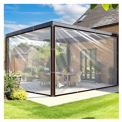 Telone trasparente impermeabile per gazebo patio e pergola, 5 x 7 m, resistente e trasparente, per protezione dagli agenti atmosferici e privacy