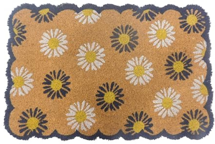 Relaxdays Fußmatte Kokos, Pflanzen, 60x40 cm, rutschfest, wetterfest, Fußabstreifer innen & außen, Türvorleger, Farben