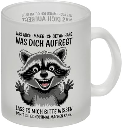 Waschbär Humor Spruch Glas Tasse für Kollegen lustige Büro-Tasse für Kaffee im Arbeitsalltag