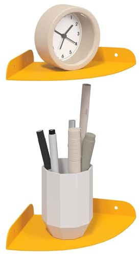 vidaXL Schwebendes Regal mit Regal 2 pcs Senfgelb 15 x 15 x 2 cm, Wohnzimmer, minimalistisches Design, schwebendes Regal, platzsparend, Moderne Wandmontage für Deine Deko
