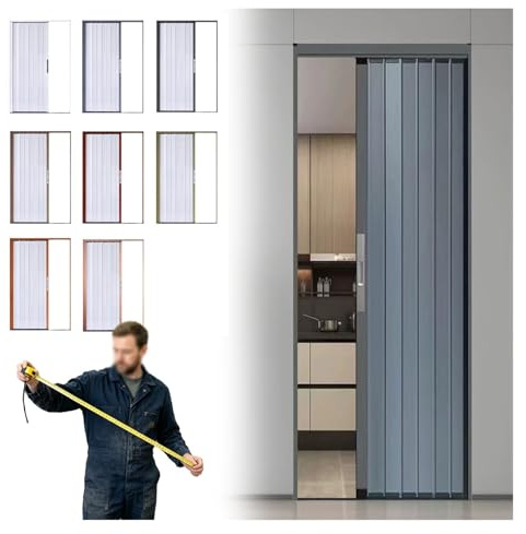 Puertas de acordeón Puertas Plegables con Cerradura Personalizables, Puertas Plegables de Aleación de Aluminio para Oficinas, Tiendas, Sótanos, Puerta Corredera Plegable para Interiores y Exteriores