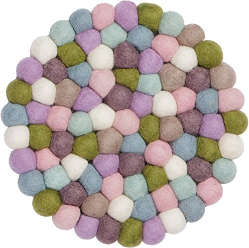 myfelt Greta Topfuntersetzer, Schurwolle, Grün/Blau/Bunt, Ø 20 cm, bis 300 ° hitzebeständig