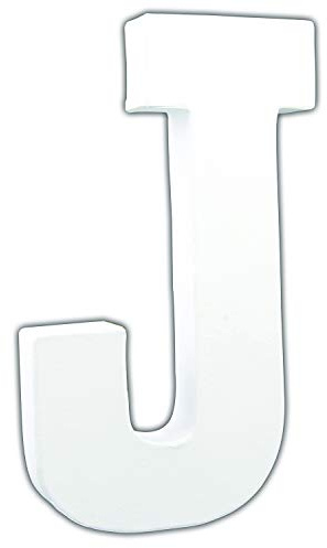 Décopatch AC709C Buchstabe J aus Pappmaché, 3 x 13 x 20,5 cm, zum Verzieren, perfekt für Ihre Wohndeko, weiß