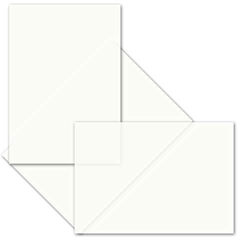 200x ungefalztes einfaches Einlege-Papier für B6 Karten - transparent-weiß - 118 x 178 mm - hochwertiges durchsichtiges Papier ohne Falz - von GUSTAV NEUSER