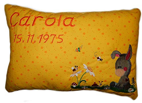 Momelie Gelbes Schmusekissen * Kuschelkissen * Esel * mit Namen Bestickt * ca. 25 * 40 cm groß * SK-ge_0020