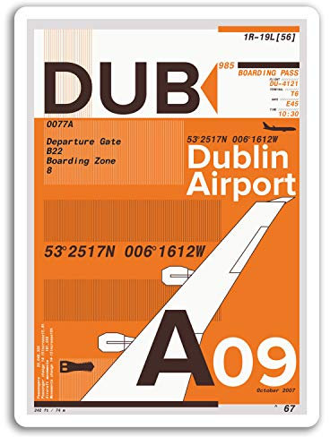 2 x 10 cm Dublin Airport Vinyl Aufkleber - Irland Aufkleber Laptop Gepäck # 17127 (10 cm groß)