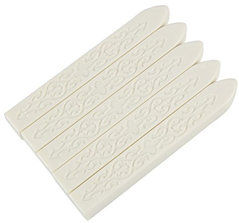 5Pcs Siegelwachs, Siegellack Sticks für Porto Brief Schmelzstäbe für DIY Manuskript Handwerk Umschlag Vintage Wachssiegel Stempel(Weiß)