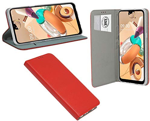 cofi1453® Buch Tasche Smart kompatibel mit LG K61 Handy Hülle Etui Brieftasche Schutzhülle mit Standfunktion, Kartenfach Rot