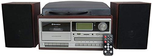 Roadstar HIF-8892 D+BT Stereoanlage (Retro-Musikanlage mit Plattenspieler, CD-Player, DAB+, Bluetooth, Kassettendeck, USB, SD-Kartenleser und Direct Encoding-Funktion), 450x370x200 mm