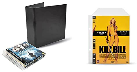3L Blu-Ray Aufbewahrung - Kombipack mit 50 BluRay Hüllen & 2 Ringordner & DVD Hüllen mit Ringbuch Löcher zur DVD-Filme Aufbewahrung – 100 Stück - Praktisch für DVD Ordner - mit Platz für DVD Cover