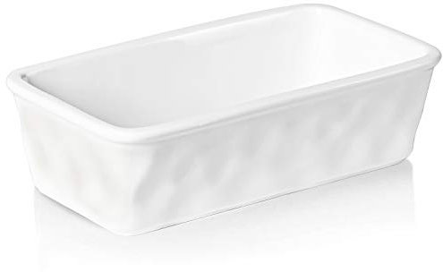 HAOTOP Ceramics Small Nonstick Baking Bread Loaf Pan, 8.5 x 4.6 Inch (White)