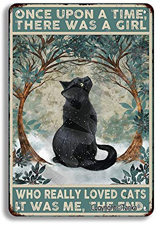 Once Upon A Time There Was A Girl Who Really Loved Cats It Was Me The End Vintage-Look, 20,3 x 30,5 cm, Eisen-Dekoration, Malschild für Zuhause, inspirierende Zitate, Wanddekoration