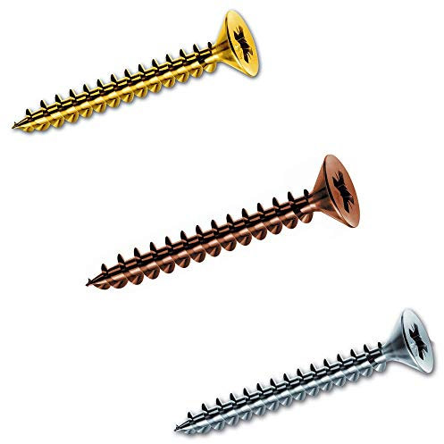 Lot de 1000 vis pour bois aggloméré tête plate fraisée sculptée en croix couleurs et tailles assorties (bronze, 3,5 x 18 mm