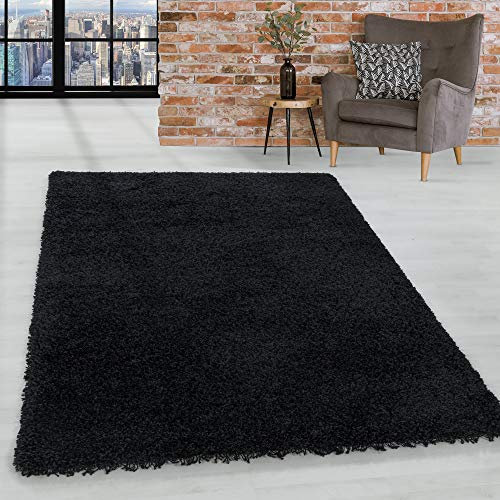 HomebyHome Shaggy Teppich 300x400 cm XXL für Wohnzimmer - Shaggy Teppich Hochflor Schwarz Extra Weich und Flauschig - Langflor Groß Teppiche für Schlafzimmer, Esszimmer, Küche, Flur - Carpet, Halı