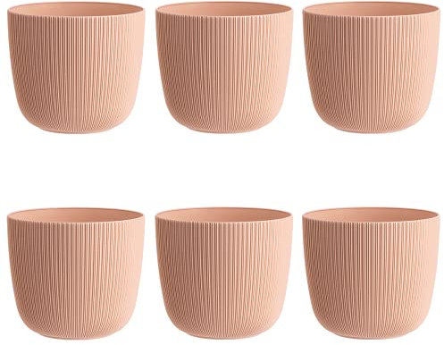 Gariella 6X apricot moderner Blumentopf mit Drainagesystem Pflanztopf-Kübel widerstandsfähig rund wetterfest Kunststoff Ø 18 cm