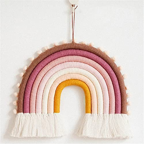 SWECOMZE Makramee Regenbogen Wandbehang Home Decoration Boho Wandteppiche Tapisserie Room Decor Handgewebte Tapisserie Kinder Wand Dekoration (Stil 2)