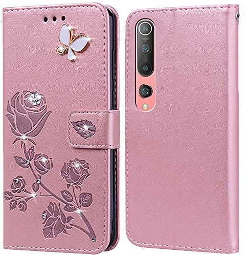 PKQTOP Hülle für Xiaomi Mi 10/Mi 10 Pro Handyhülle,Klappbar Tasche Case,Standfunktion,Kartenfach,Silikon Bumper,Stoßfeste Schutzhülle Cover für Xiaomi Mi 10/Mi 10 Pro