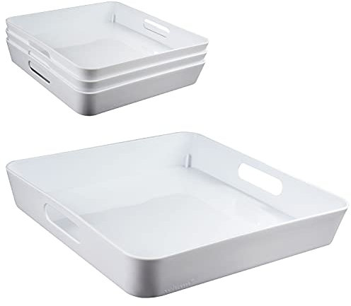 #11 4 Stück Ordnungsboxen passend für Kallax - 5 cm hoch - weiß - 30x30 cm (27x27 cm Innen) - Ordnungskorb - Regalorganizer Wandregal