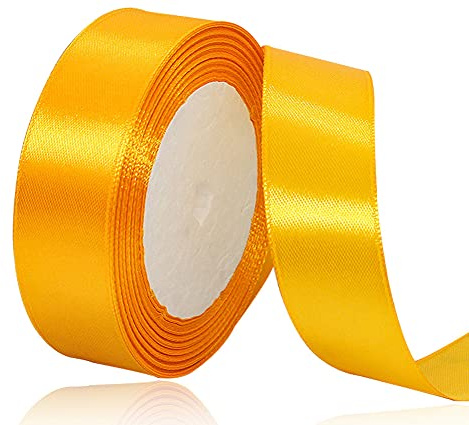 Satinband Gelb 20mm, 22 Meters Dekoration Geschenkband breit Schleifenband, Stoffband für Hochzeit, Taufe und Geburtstag Geschenke
