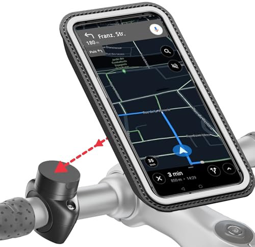 SHAPEHEART innovation française, Support telephone vélo magnétique Pro avec pochette détachable imperméable. Porte téléphone vélo électrique. Support telephone vélo, trottinette, VTT.. Accessoire vélo