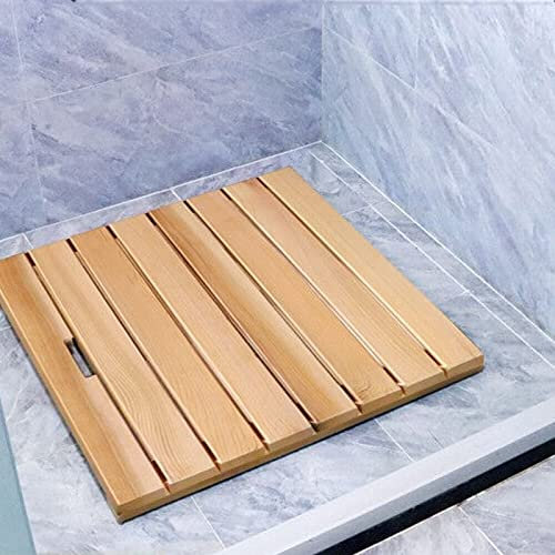 Zhaomi Outdoor-Duschmatte,Vrutschfeste Badematte,Strapazierfähige Badematte aus Holz,Bambus Badematte,Umweltfreundlicher Holzmatte,Spa oder Außenbereich (110x70cm/43x28in)