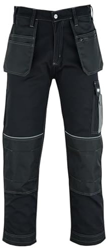 MS9 Mens Cargo Work Trousers Pants Jeans with Multi Pockets S5 Black