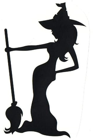witch with broom 7x4inch