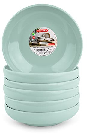 Juego de 6 Piezas de Vajilla Stilo en Plástico Duro Reutilizable e Irrompible para Fiestas y Eventos. Verde (Plato 16 cm)