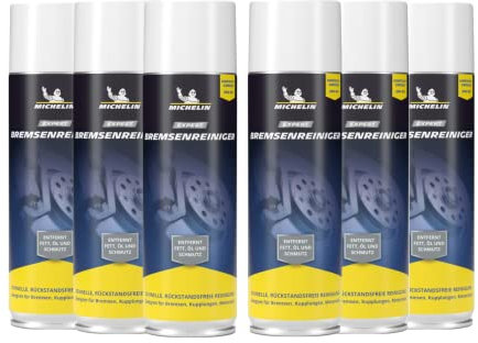 MICHELIN EXPERT Bremsenreiniger Spray – Reinigt & Entfettet Bremsen, Kupplungen, Motorteile | Für Auto, Motorrad & Fahrrad | 6 x 500 ml Spraydose