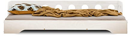 smartwood TILA 5 Kinderbett 80x160 | Montessori Bodenbett mit Lattenrost & Rausfallschutz | Für Jungen & Mädchen | Weiß | Sicheres und Robustes Holzbett für Kinder ab 3 Jahren