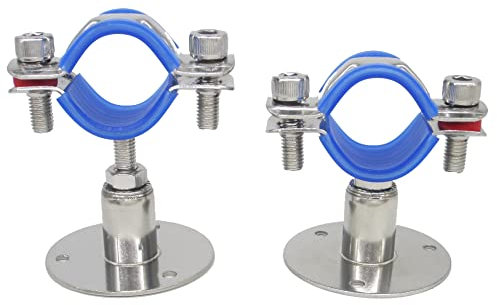 Edelstahl Höhenverstellbare Rohrschelle - Wand/Deckenmontage für 38mm bis 40mm Rohre, Schwerlast Rostfreie Rohrhalterung mit Befestigungsmaterial, Kurzer Typ, 2er Set