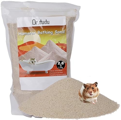 DR.DUDU Hamster Bath Sand, 2.8lb Dust Free Desert Sand or Potty Litter Sand for Hamster Chinchillas Gerbil Syrian Mice Small Animals (Beige)