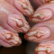 24 Stück Mandel Nägel Zum Aufkleben Kurz, Gold Flamme French Künstliche Fingernägel Glitzer Acryl Kunstnägel, Oval Full Cover Natürliche Press on Nails für Frauen Mädchen Nagelkunst Dekoration