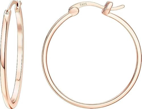 Dochais Gold Hoop Ohrringe für Frauen 14K Echtgold vergoldet Reifen mit 925 Sterling Silber Post Rose Gold 40mm