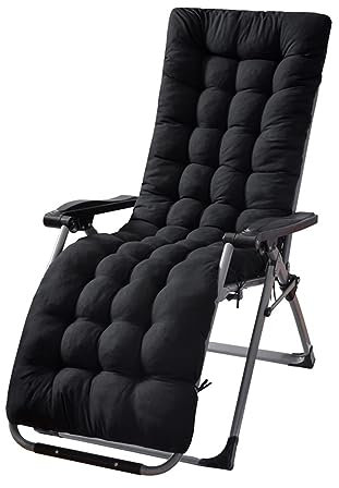 JTBDWOSK Liegestuhl Auflage, Dicke Lange Gartenliegen-Auflage Sofapolster Relaxliegenauflage für draußen, Terrasse, Sonnenliege, Bank, Liegestuhl, Kissen,Schwarz,1 Stück (1er Pack)