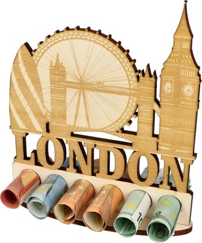 XL Geldgeschenk aus Holz London|Geschenkidee|Gutscheinverpackung|witziges Geschenk|Reisegutschein|Geldgeschenk Städtereise für Frauen und Männer (London)