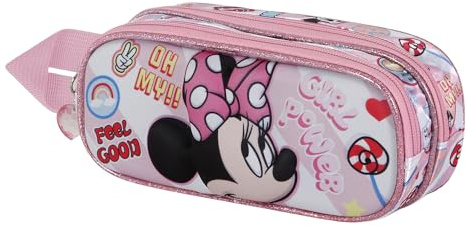 Disney Minnie Maus Power-3D Doppelfedermäppchen, Rosa, 22 x 9,5 cm