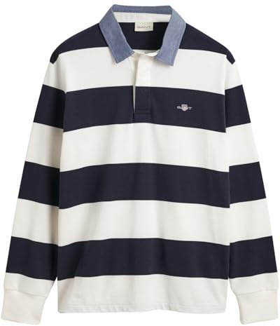 Gant Herren Reg Chambray Stripe Heavy Rugger T-Shirt, Eggshell, M EU