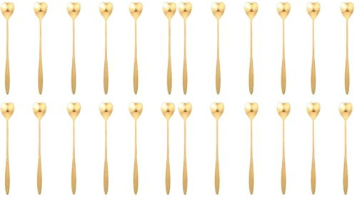 PRETYZOOM piezas cuchara en forma de corazón cuchara de café de metal cuchara de decoración de alimentos bolas de café de banquete cuchara de sopa de acero inoxidable dorado cuchara de hielo