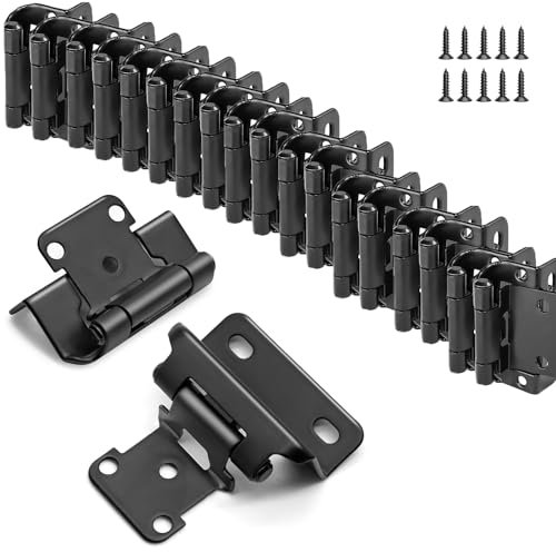 Cokritsm Cabinet Doors Hinges Black Kitchen Cabinet Hinges Overlay Self Closing Hinges 1/2 Cabinet Door Hinges Inset for Variable Kitchen Bathroom Cabinet Doors 30pcs
