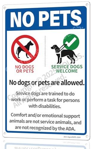 MOLESS No Pets Allowed Sign - 12 × 8'' Rust-Free Aluminum No Pets or Dogs Allowed Sign for Business, No Dogs or Pets Are Allowed... Business Sign for Restaurant/Yard/Office