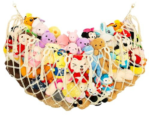 Cinsersr Kuscheltier Aufbewahrung Aufbewahrung Kuscheltiere Stofftier Aufbewahrung Kuscheltier Netz Plüschtierregal Niedliche Spielzeugaufbewahrung Bietet Platz für Stofftiere und Teddybären(Weiß)