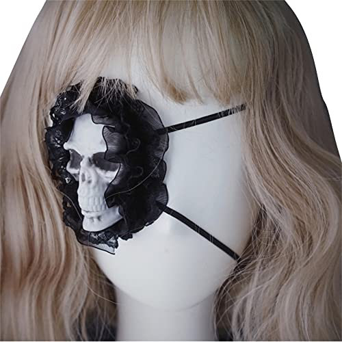 Gothic Eyepatch Halloween Cosplay Eyepatch Single Eye Mask Punk Skull Eye Mask Pirate Eye-Patch Lace Trim Eyepatch Pirate Eye-Patch Gothic Lace Trim Eye Mask Punk Skull Eye Mask Pirate Accessory