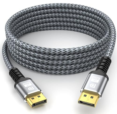 looyotul Cable DisplayPort 8K,Cable DP 1.4 5m(8K60Hz,4K@144Hz,2K@240Hz),HBR3 Apoyo 32.4Gbps, Conectores Dorados,Alta Tasa De Actualización De Pantallas Juego,Para HDR,Tarjetas Gráficas,PC Etc.