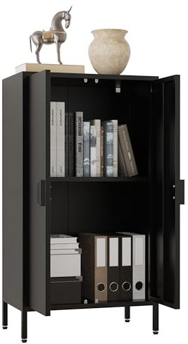 VCM Stahl Kommode | Sideboard mit Drehtüren | Maße ca. H. 110 x B. 60 x T. 35 cm - Flokas M