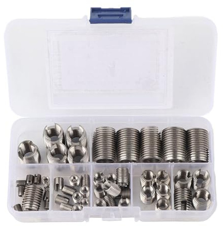 Gewindeeinsatz Set, 50 Stück Selbstschneidende Gewindeeinsätze 302 Typ Edelstahl Gewinde Gewindeeinsätze Set Verstärken Reparaturwerkzeug