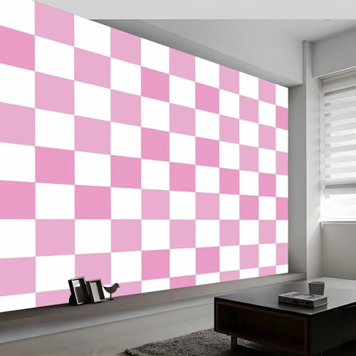Papier Peint Panoramique Géométrie En Damier Minimaliste, 400 x 280 cm (WxH) Poster Mural, Couleur Claire Peinture Murale pour Salon Chambre Chambre d'enfants Restaurant Décoration Murale