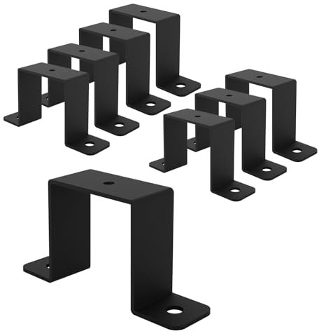 Wpbhk Lot de 8 colliers de serrage carrés noirs pour poteaux de clôture, supports de serrage en forme de U pour tuyaux carrés de 2 x 2, revêtement en poudre noir