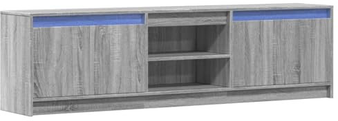 vidaXL Meuble TV avec LED Sonoma Gris 180x34x50 cm Bois d'ingénierie, Banc TV, Meuble HiFi, Centre de Divertissement, Buffet TV, Meuble multimédia